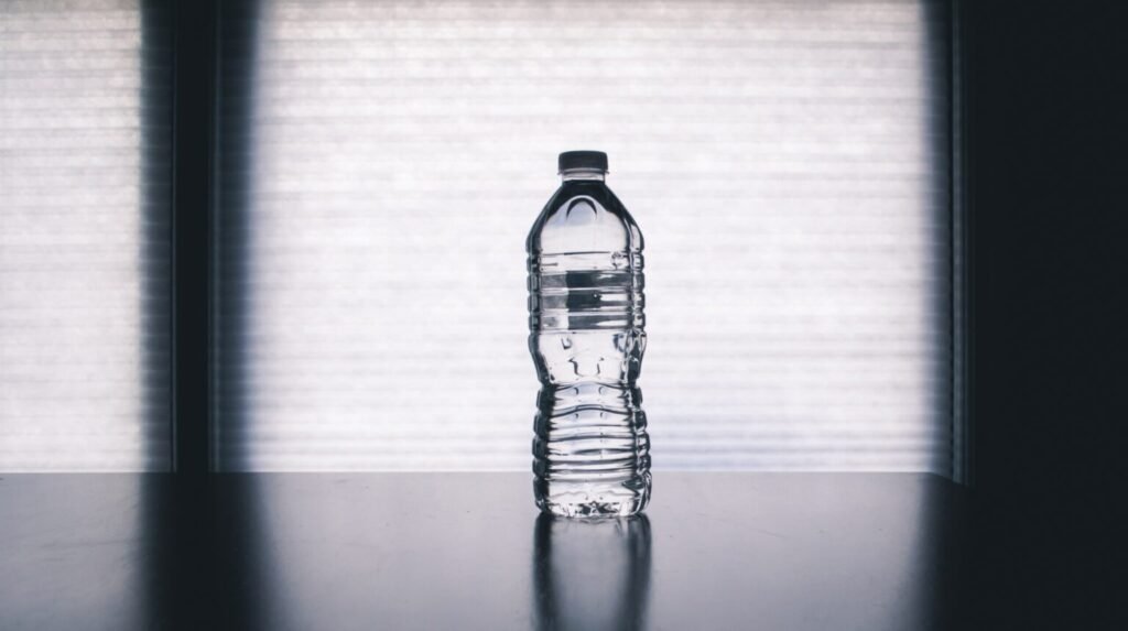 Water bottle on table